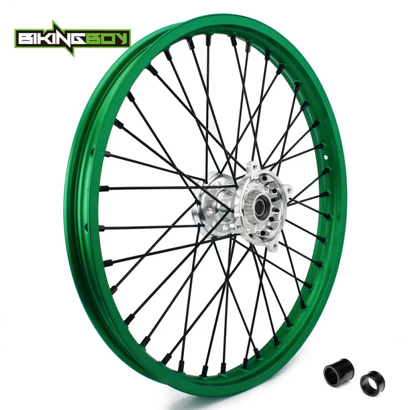 BIKINGBOY спереди и сзади 2" 18" для Kawasaki KX250F KX450F 06-19 KLX450R 08-12 KXF 250 KX-F 450 KX 125 250 06-13 обод колеса концентратора MX - Цвет: Front Silver
