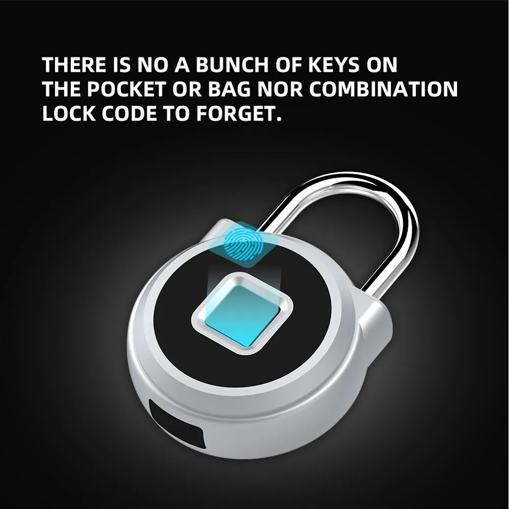 

Smart Fingerprint Padlock Keyless electronic biometric Door Lock Waterproof Security USB Rechargeable Lock Home Safety Free Ship