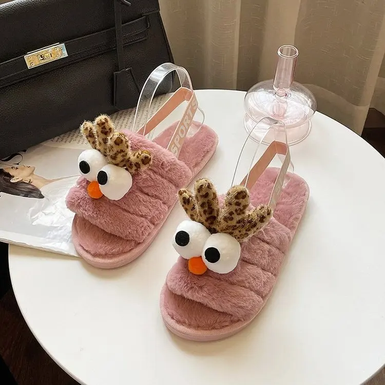 2021 New Home Cute Bird Cotton Slippers Ladies Autumn and Winter Comfortable Slippers Furry Slippers Women Fashion Women's Shoes