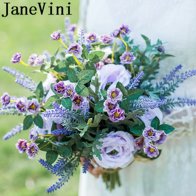 JaneVini букет невесты из фиолетового шелка лаванды искусственные цветы для свадьбы