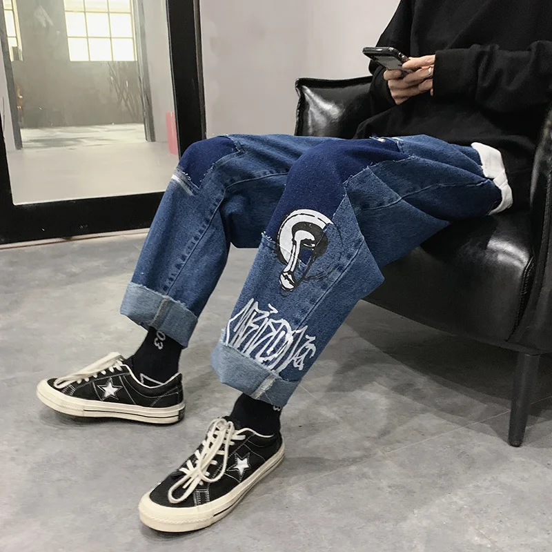 Новинка весна осень 2020 Молодежные Популярные брендовые свободные джинсы Ins Tide с