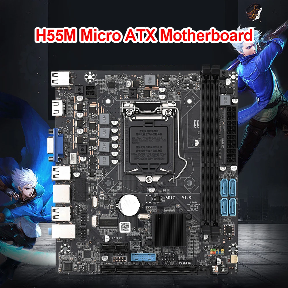 

H55M LGA 1156 Socket H Dual DDR3 Channel PCIe Gen2 X8 слот игровая материнская плата 2X8 слот GPU VGA HDMI-совместимая прочная плата