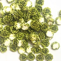 100pcs 14mm green resin flowers decorations crafts flatback cabochon embellishments diy accessories
