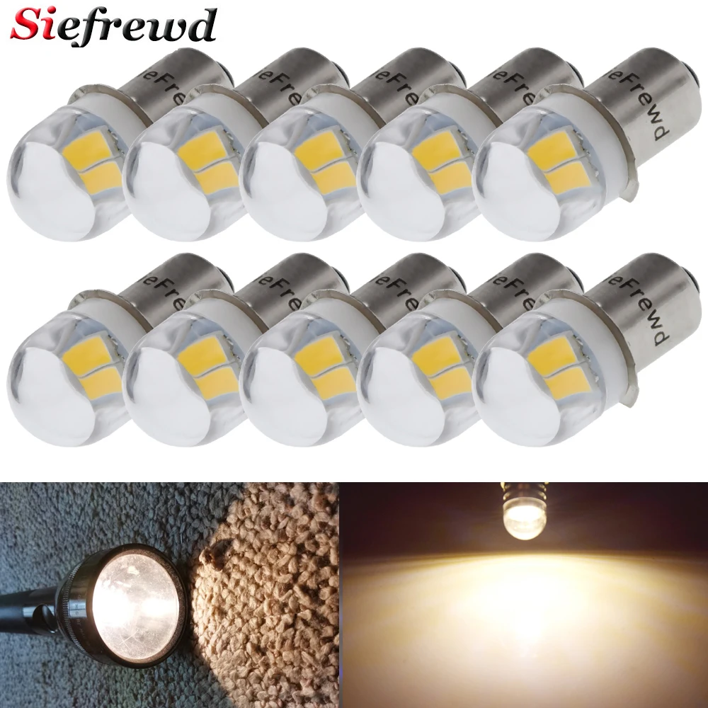 

10 шт. P13.5S база PR2 3V 4,5 V 6V DC теплый/белый светодиодный обновленная лампа 5630 2SMD замена лампы Conversion Kit для фонарей фонарь