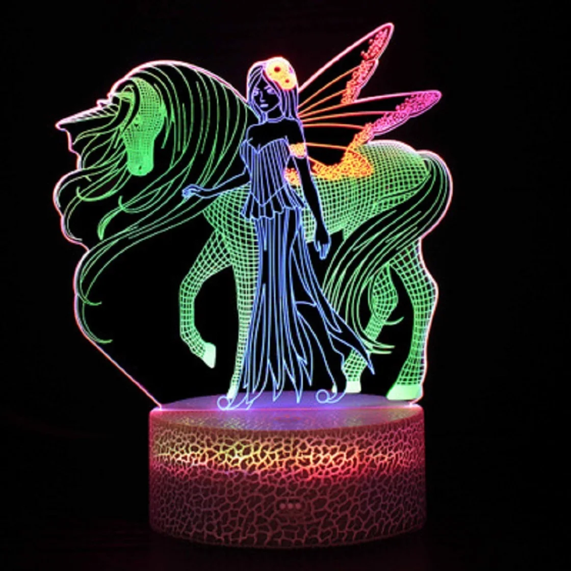 

Единорог 3D ночной Светильник Аниме животных настольная лампа USB светодиодный сенсорный выключатель для украшения в спальню Детская рождес...