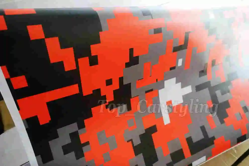 100cm x 50cm Orange digital Camouflage Vinyl stickers for phone laptop bike covering skin With Air free Self adhesive PROTWRAPS |