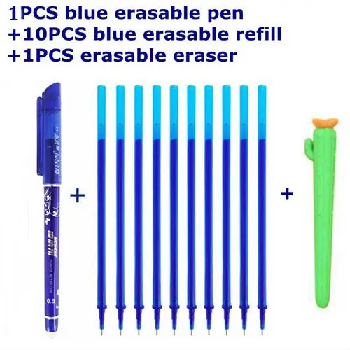 A style blue ink 12 шт./компл. стираемая ручка с заправляемым стержнем стержень гелевая ручка 0,5 мм синий/черные чернила для заправки зажигалок для школы и офиса письменные канцелярские инструменты принадлежности Ручки - Цвет: A style blue ink