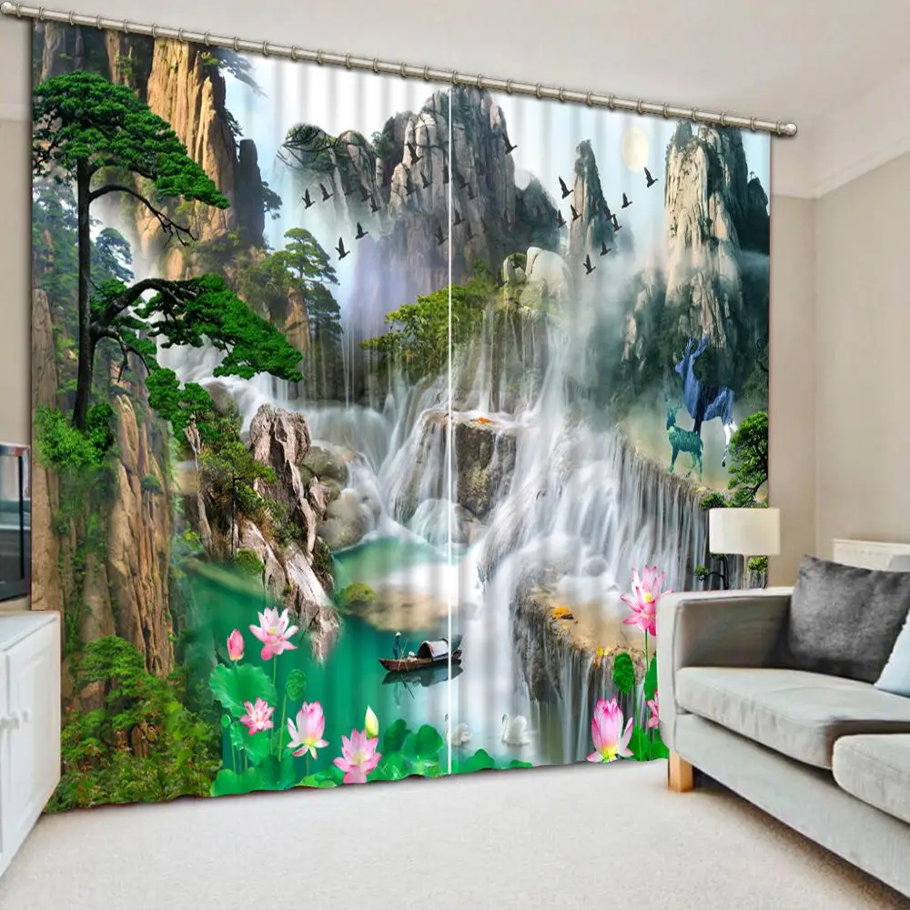 

Beautiful scenery waterfall Blackout Curtains Custom any size Bedroom Modern Window Curtain 3d for Living Room home decor