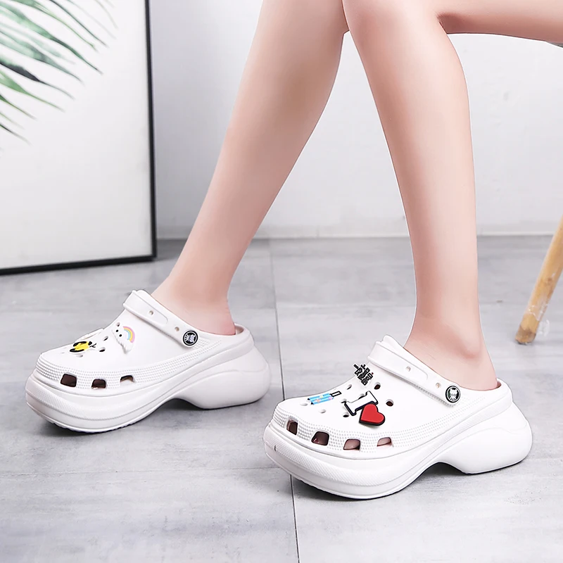 Summer Women Clogs Platform Garden Sandals Cartoon Pattern Slippers Slip On Ladies Beach Shoes Fashion Outdoor Slides | Обувь