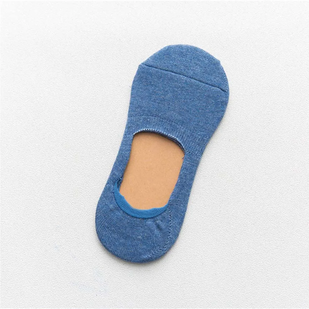 blue Сезон весна-лето; женские носки; однотонные модные неглубокие невидимые носки; женские носки-тапочки; носки-башмачки; нескользящие носки - Цвет: blue