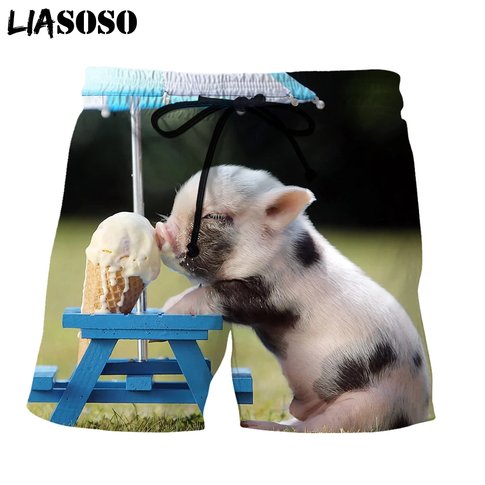

LIASOSO Animal Pet Pig Shorts 3D Printing Men's Women's Shorts Oversized Beach Casual Shorts New Kawaii Comfortable Capable Cool