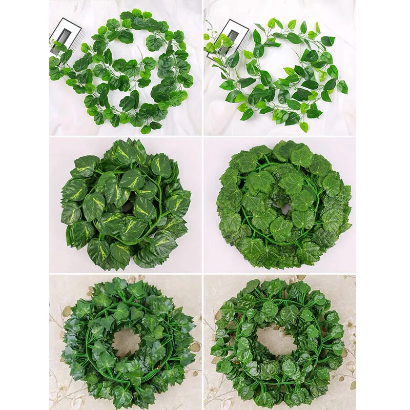 Hojas de uva artificiales, decoraci&oacute;n de enredadera verde, enredadera de rat&aacute;n, planta verde de rat&aacute;n, 24 piezas-4
