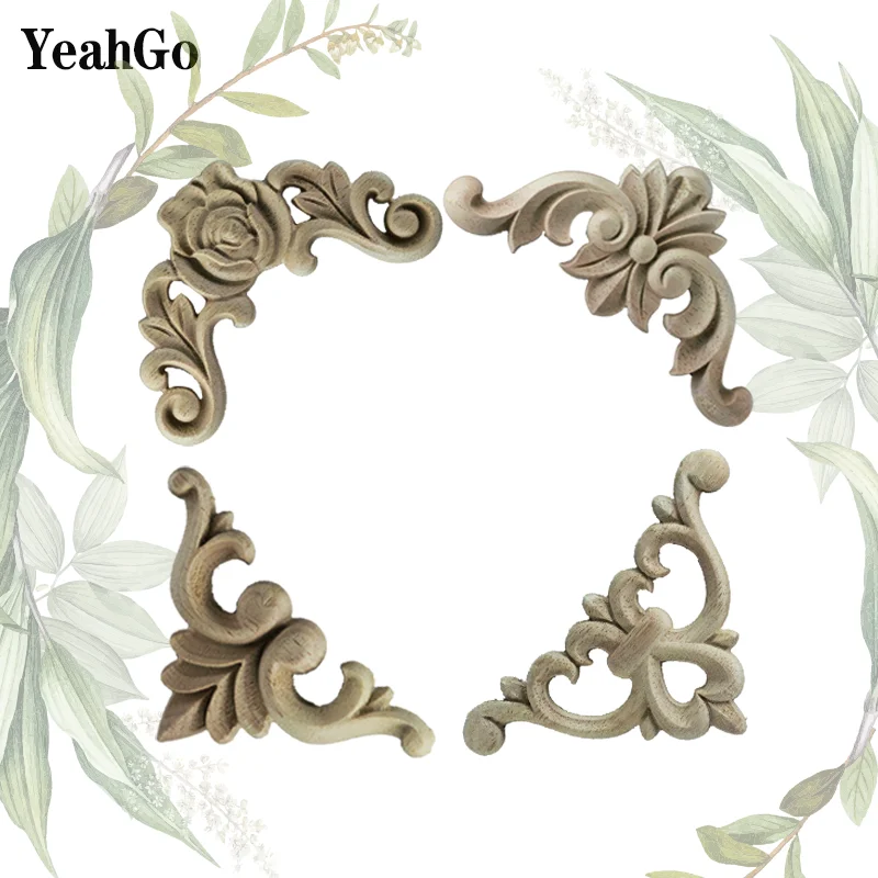 YeahGo резное украшение в европейском стиле угловой цветок из твердой древесины