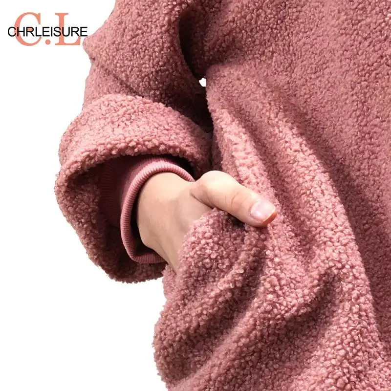 CHRLEISURE Autumn Winter Women Sweater Pullover Soft Warm Tops Female O-neck Long Sleeve Basic Fur Teddy 2019 | Женская одежда