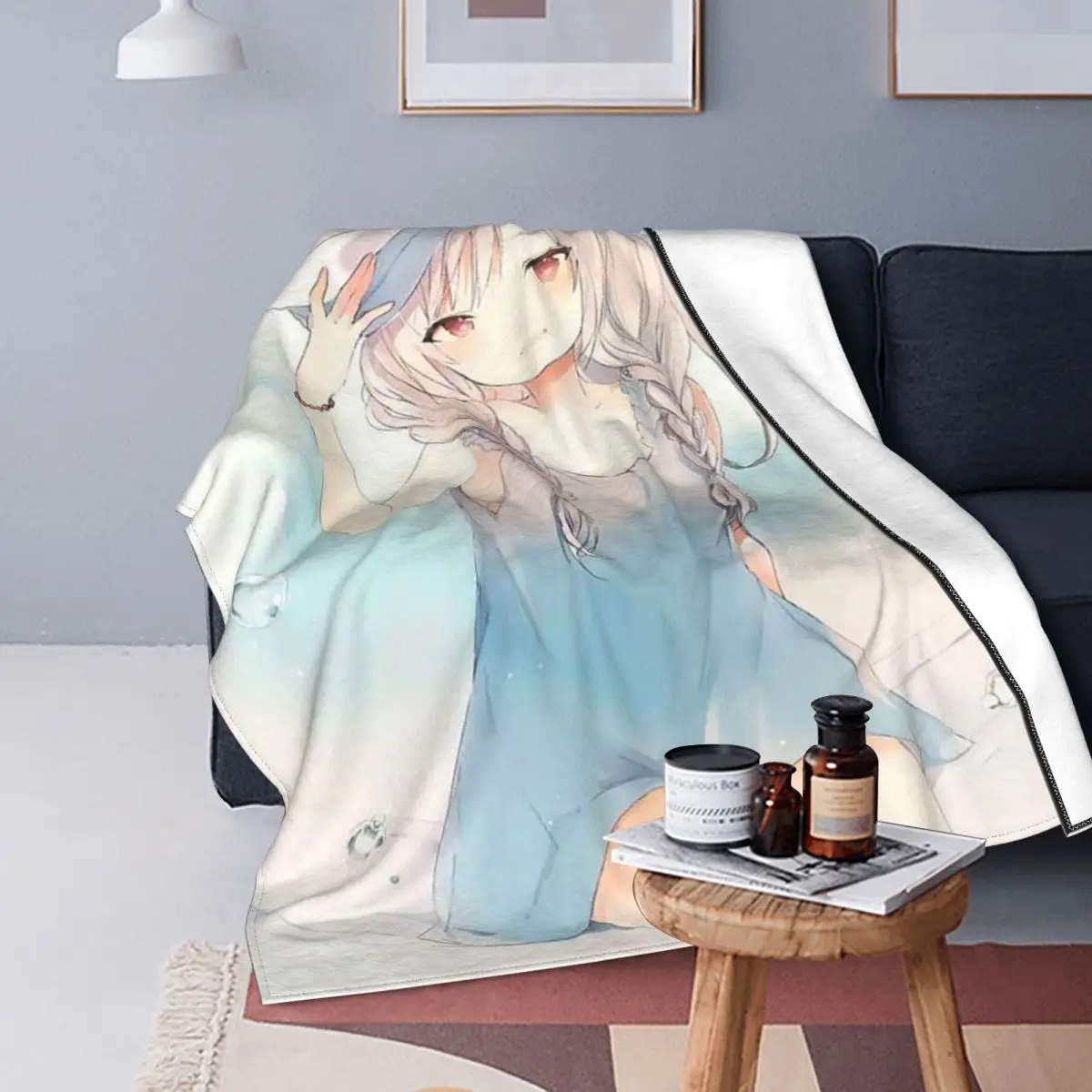 

Японское искусственное весенне-осеннее красивое японское портативное ультра-мягкое одеяло для постельных принадлежностей для офиса с ани...