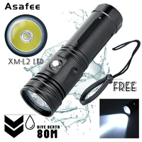 powerful brightest xm l2 led diving flashlight 1600lm ipx8 waterproof underwater 80m protable dive light camping lanterna