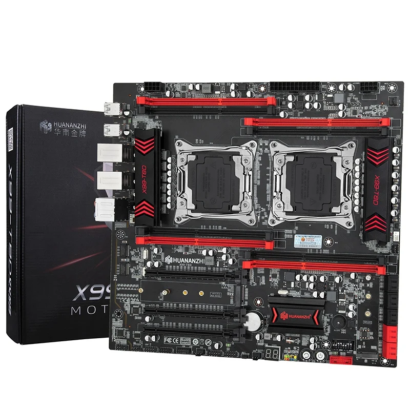 HUANANZHI Dual X99 материнская плата T8D с 8 DDR3 DIMM M.2 SSD Слоты двойной Giga LAN порт 10