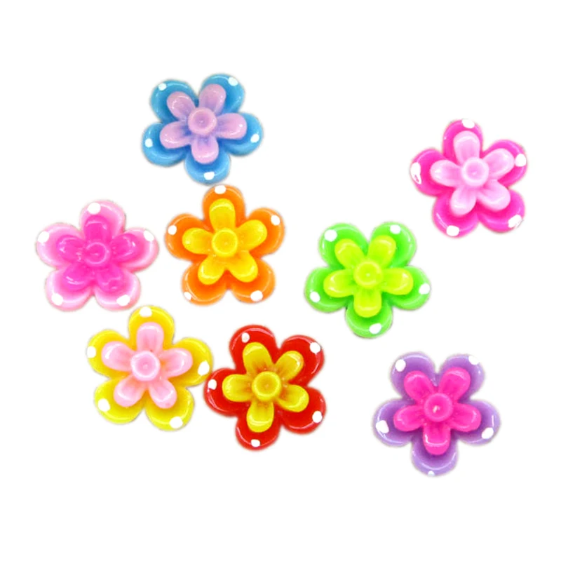 50 шт смешанные смолы двойные цветы Flatback кабошон Ювелирная фурнитура Скрапбукинг