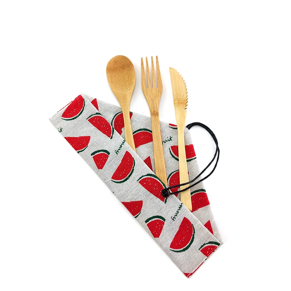 Набор бамбуковой посуды из 3 предметов дорожная посуда экологичный бамбуковый