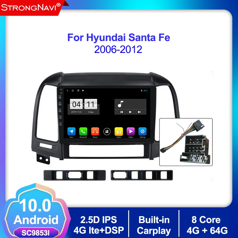 4G lte Android 10 0 + 64G DSP IPS автомобильный Радио мультимедийный видео плеер для Hyundai Santa Fe 2
