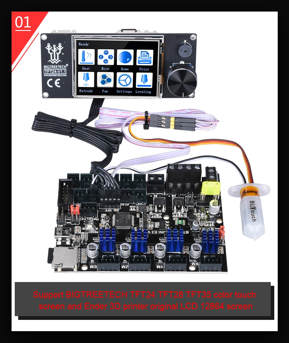BIQU BIGTREETECH СКР мини E3 32 бит Управление доска Интегральные TMC2209 UART Управление; для Эндер 3/5 3D-принтеры Запчасти
