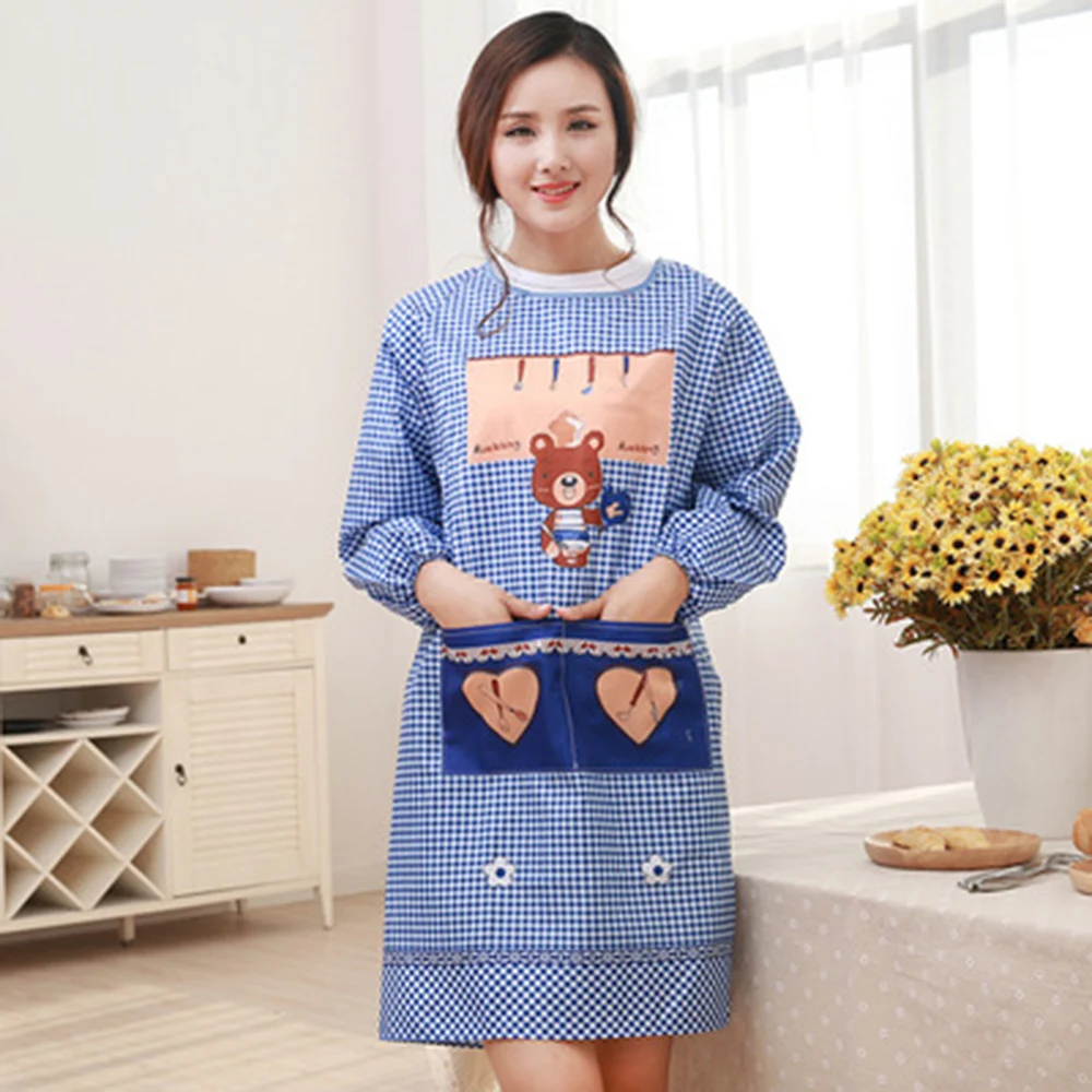 Новый корейский цельный фартук с длинными рукавами водонепроницаемый кухонный