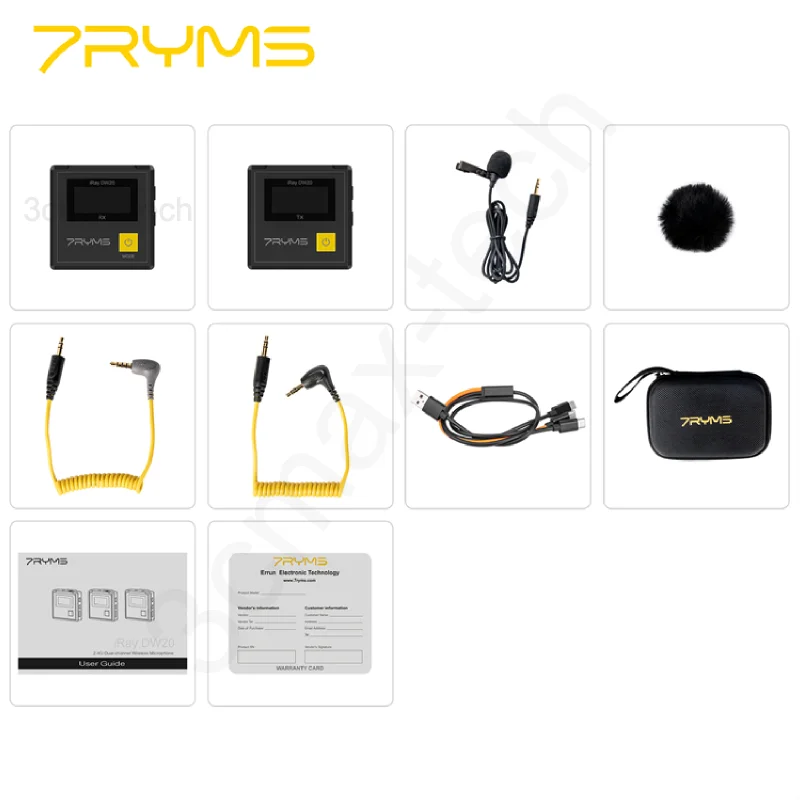 Беспроводной петличный микрофон 7RYMS RAY DW20 передатчик приемник UHF Аудио Микрофон