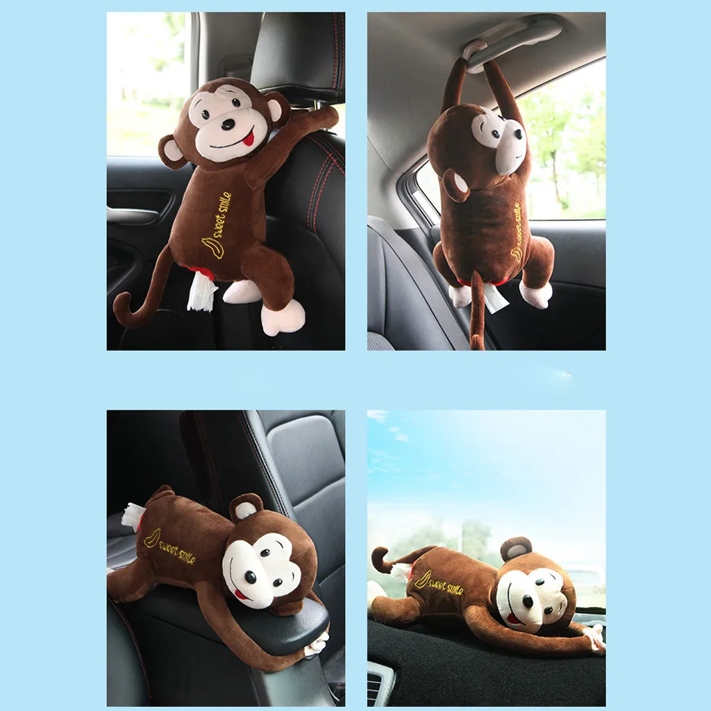 Мультяшная коробка для салфеток с изображением животных обезьяны автомобильная