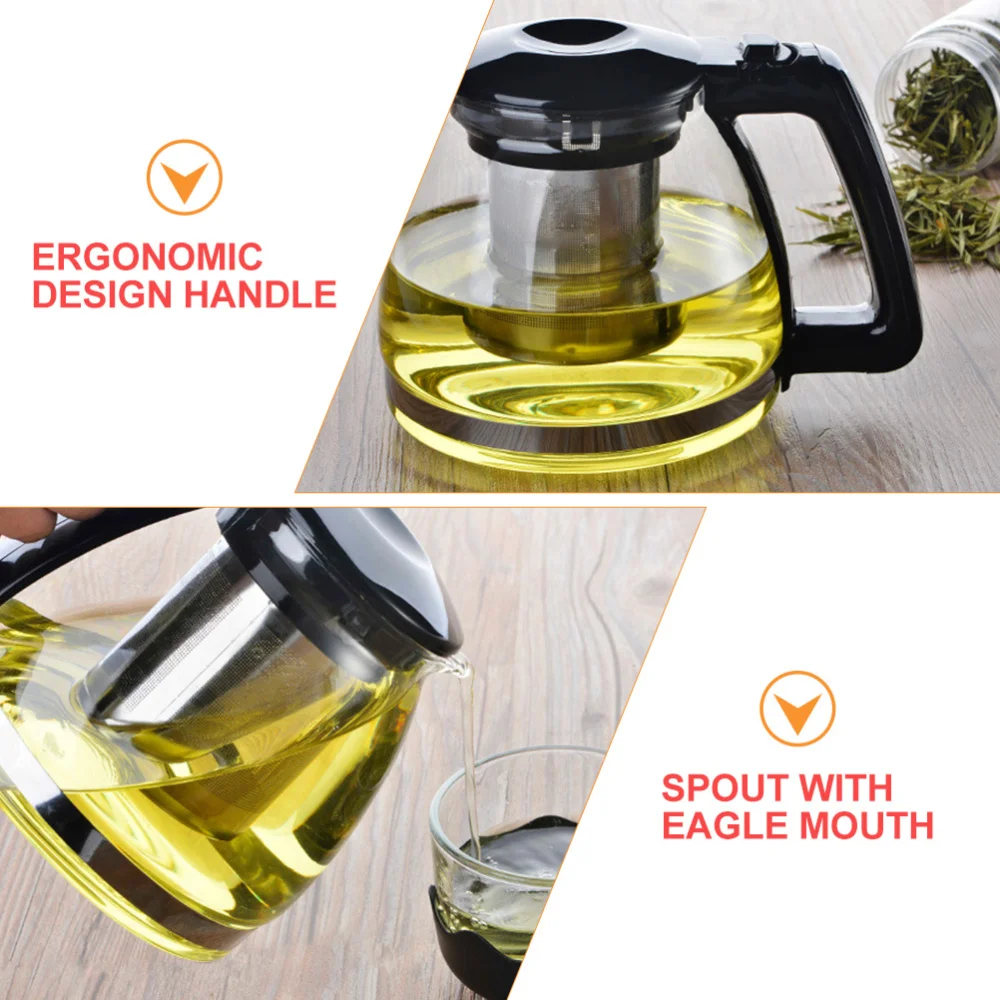 

1L Glass Teapot Tea Kettle with Stainless Steel Infuser for Home and Office