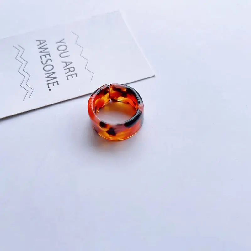 

Acrylic Opening Rings Adjustable Retro Design Korean Style Acetate Candy Colors Ring Marble Pattern Finger Jewelry for Girls