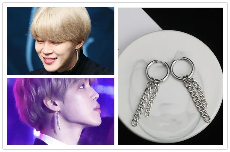 Оптовая продажа 5 пар/Лот титановая сталь BTS Park Jimin серьги|Серьги-подвески| |