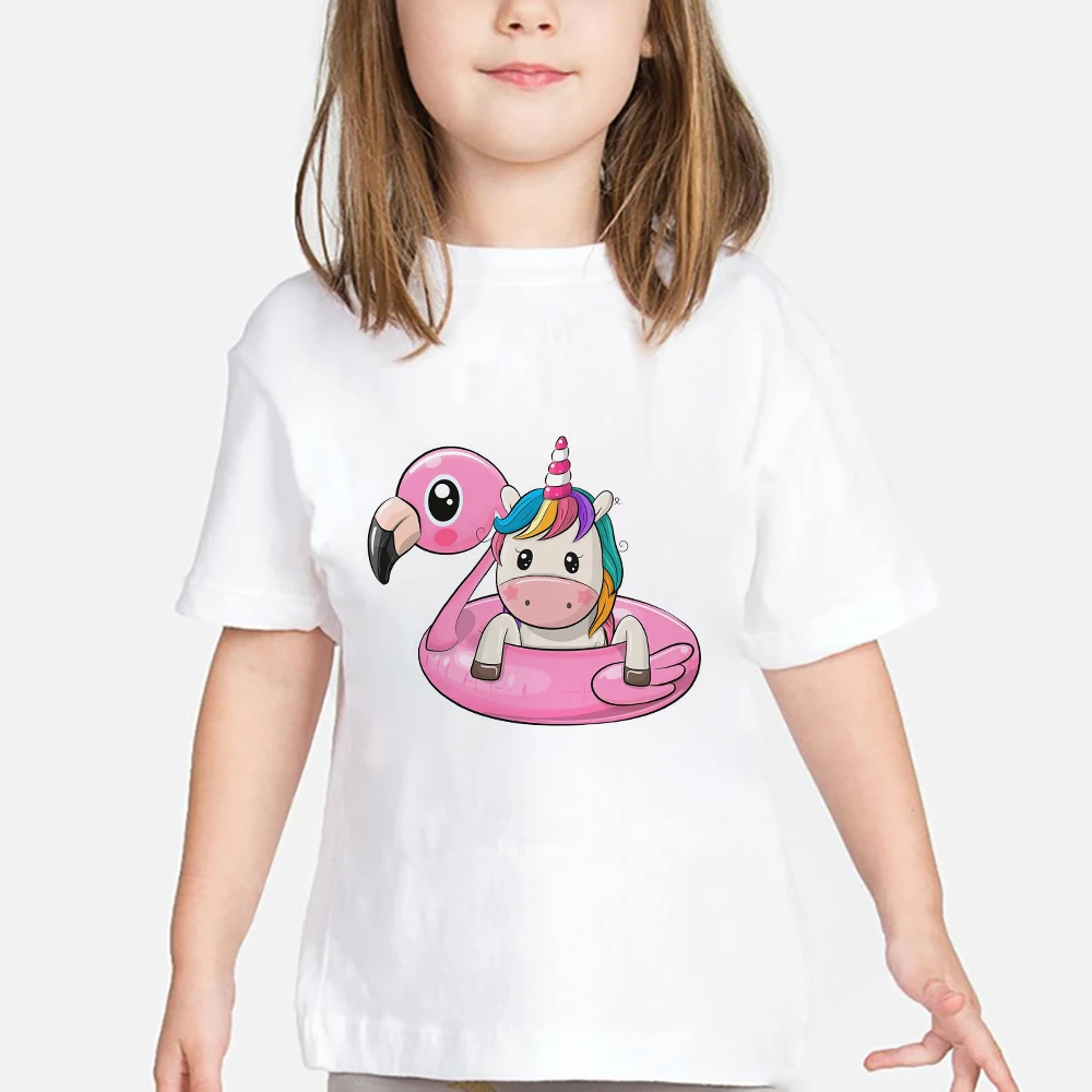 

Unicorn T shirt Children European style Harajuku Trend Girl Tees Casual White Baby Tops Toddler Girl Short Sleeve Shirt O-neck