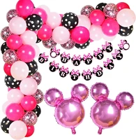 76pcs minnie mouse birthday party decorations minnie balloon garland arch kit and banner for girls birthday baby shower supplies