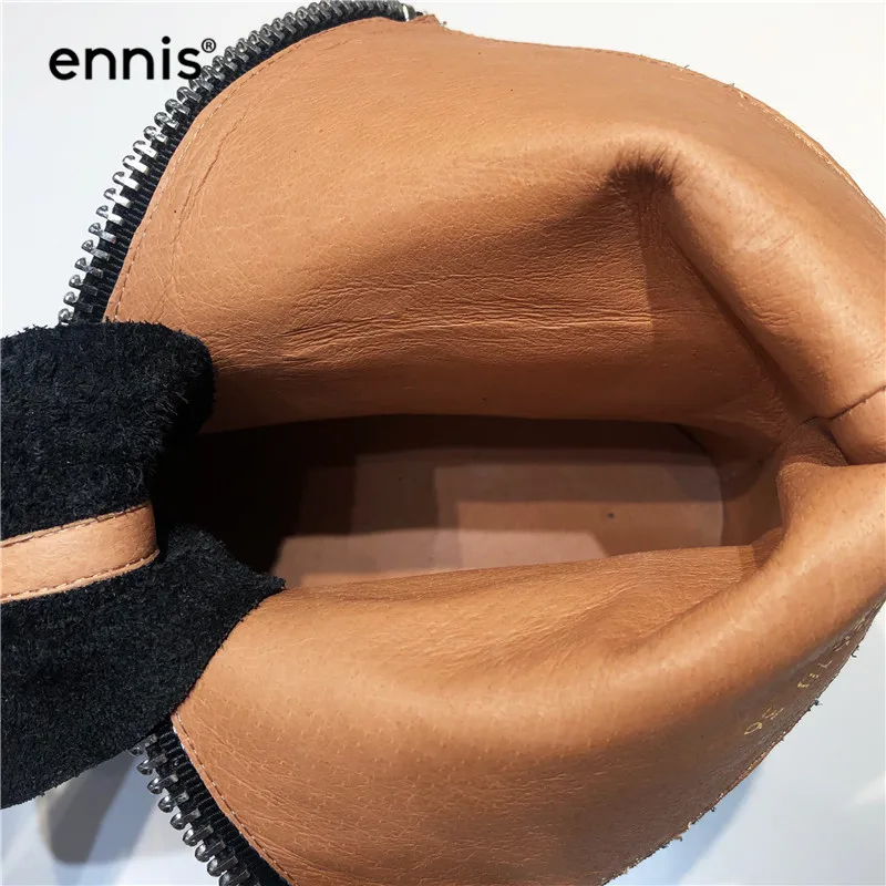 ENNIS/Брендовые женские ботинки на молнии спереди; женская обувь; ботильоны из натуральной кожи; ботинки на платформе; Цвет черный, бежевый, красный; A9236