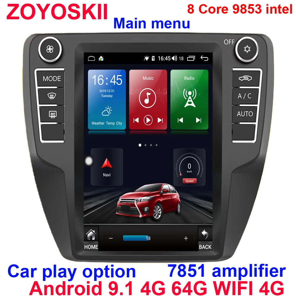 Автомагнитола ZOYOSKII с вертикальным экраном 10 4 дюйма Android 9 0 GPS bluetooth навигация для vw
