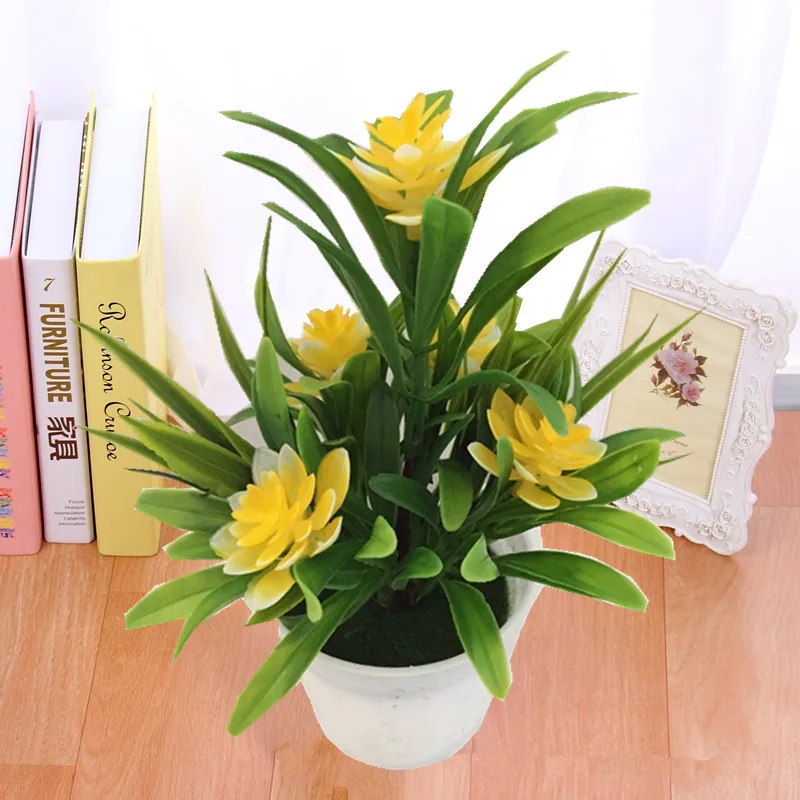 

1 Piece Multi-color Artificial Potted Plants With 5 Small Lotus Simulation Small Bonsai Office Desktop Ornaments Home Decoration