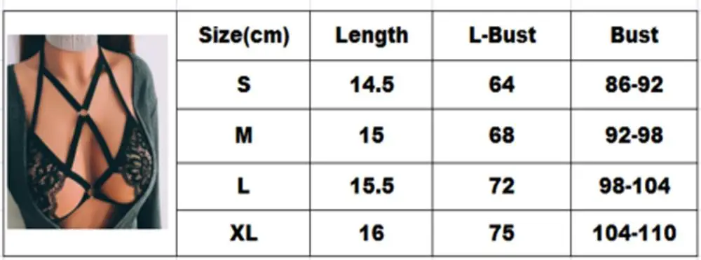 

Women's Body Harness Bra Lace Elastic Cage Bobydoll Bra Black Strappy Hollow Out Bralette Bustier Wire bust bandage bundled Bras