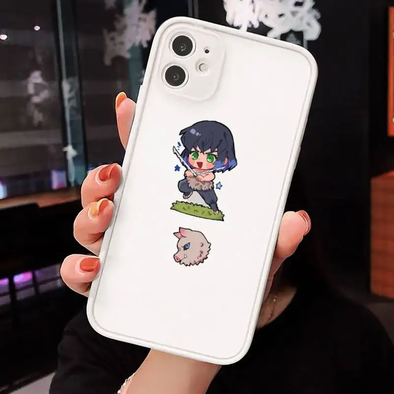

Cute cartoon ghost slayer Phone Case For iPhone 12 11 Mini Pro XR XS Max 7 8 Plus X Matte transparent White Back Cover
