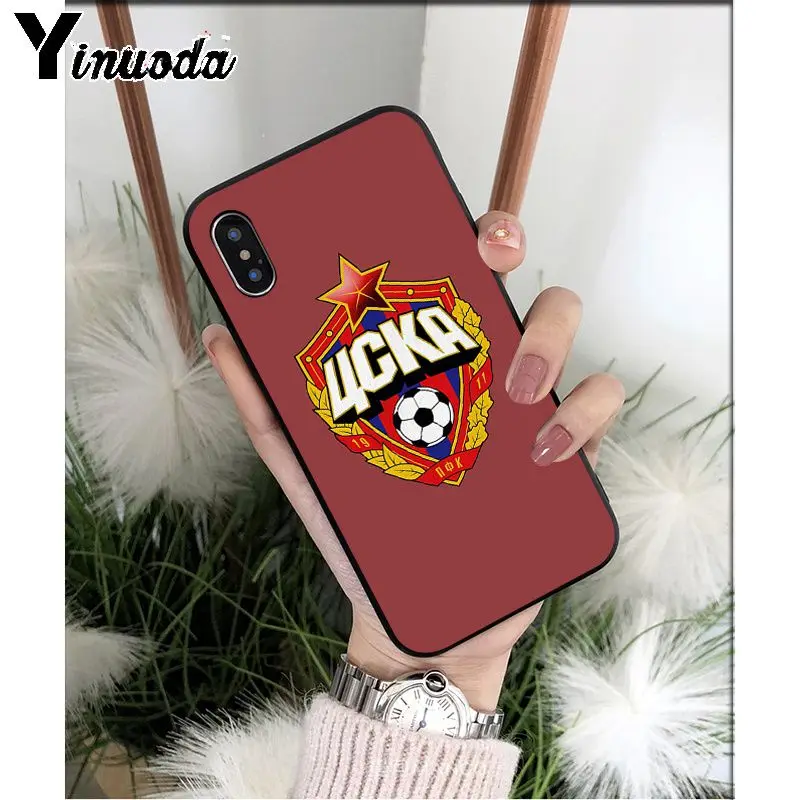 Yinuoda PFC ЦСКА, мягкий черный чехол из ТПУ для телефона iPhone 5 5Sx 6 7 7plus 8 8Plus X XS MAX XR