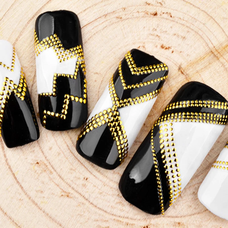 Новинка 1 шт. декоративные наклейки для дизайна ногтей 3d мини золотые бусины