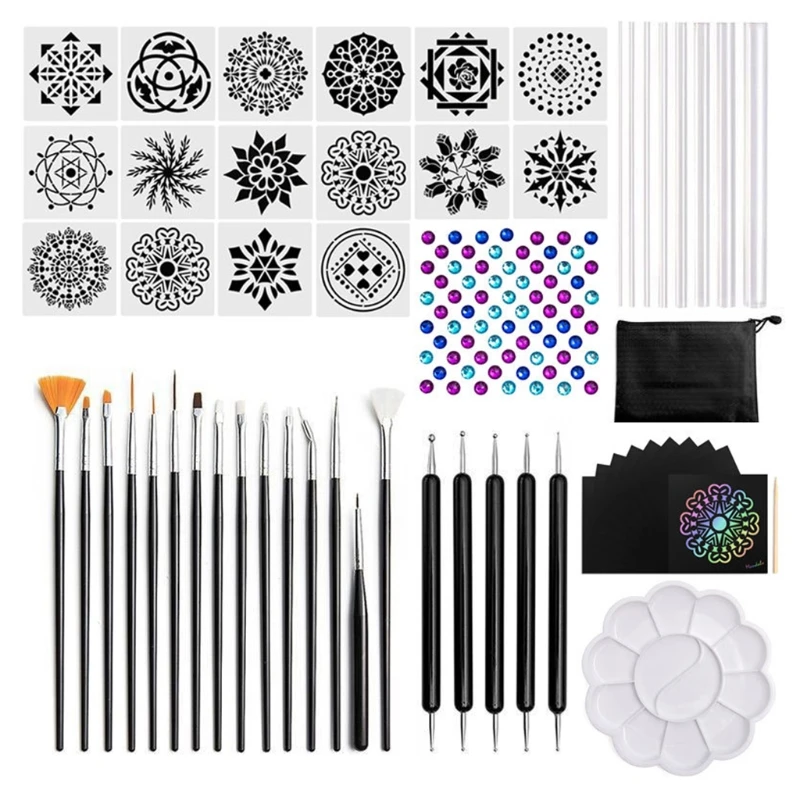 

Pack of 58 PCS Mandala Pottery Dotting Tool Set with 12-grid Paint Palette
