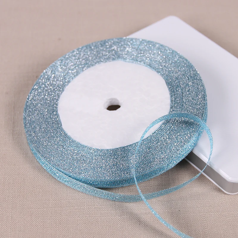 Блестящие ленты 1/4 дюйма (6 мм) 25 ярдов золотистые серебристые металлические для