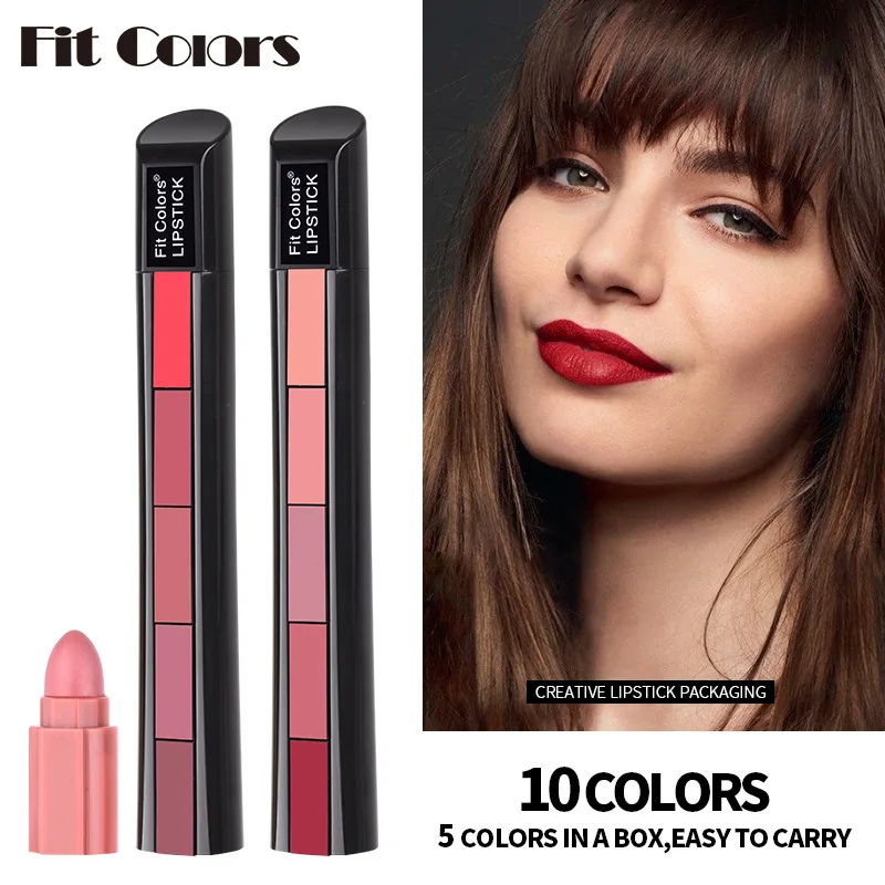 

5 In 1 Lipstick Combination Strip Matte Velvet Lipstick Pen Long Lasting Waterproof Nonstick Cup Lipstick + Face Scraper Board