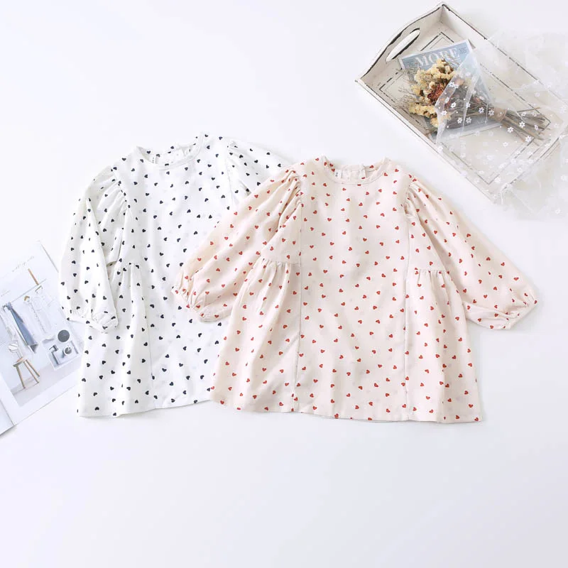 DojhonKids/шифоновое платье Персиковое с сердечками для девочек детское красивая