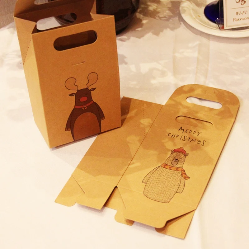 New Creative Christmas Box Craft Paper Concise Brown Kraft Bag Santa Claus Gift Packaging Supplies | Дом и сад