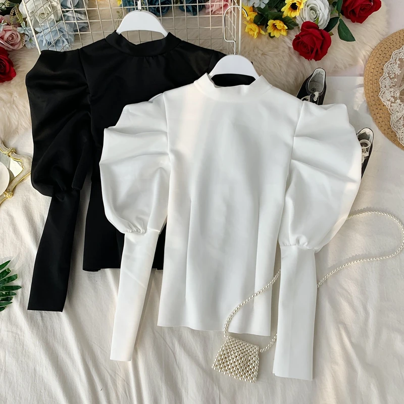 Модная женская блузка с пышными рукавами шикарные женские короткие топы длинным