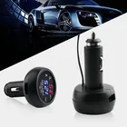 12 В24 В цифровой измерительный монитор 3 в 1 светодиодный USB Автомобильное зарядное устройство Вольтметр термометр Автомобильный аккумулятор монитор ЖК цифровой двойной дисплей