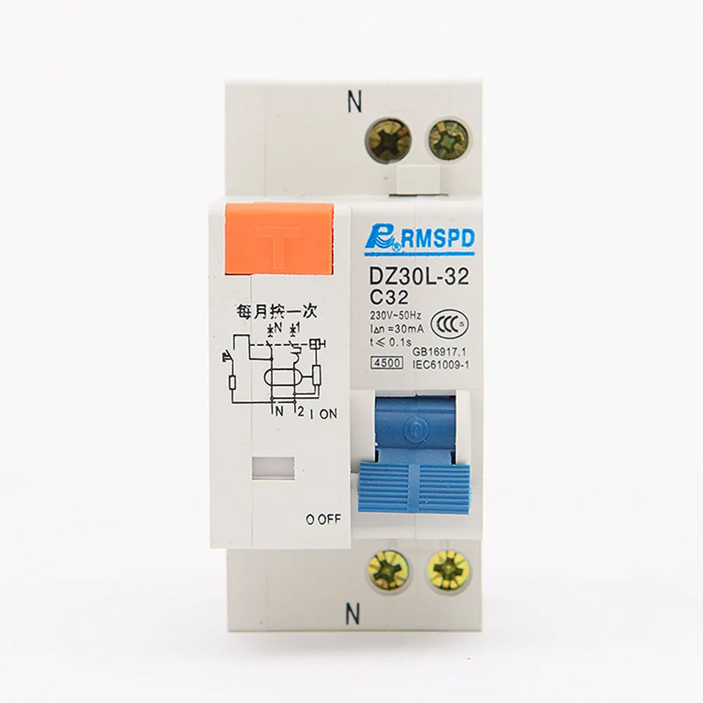 

DZ30LE TPNL DPNL 230V 1P+N Residual current Circuit breaker with 10A 16A 20A 32A current Leakage protection RCBO RCCB ELCB MCB