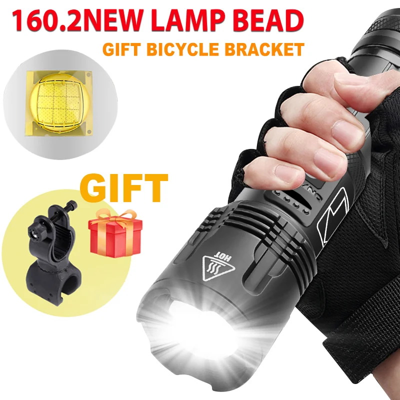 Zoom à Prova Modos de Uso. Xhp160.2 com Lâmpada D’água em 5 Bateria de 5000mah com Suporte para Bicicleta para Presente Lanterna Poderosa Recarregável Led Usb