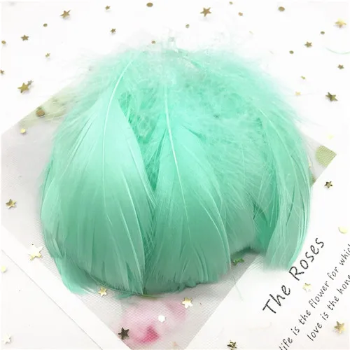 Light blue green 100 шт 8-12 см Средний плавающий гусиное перо натуральный Красочный перо для свадебной вечеринки одежда украшения для самодельного изготовления перьев - Цвет: Light blue green